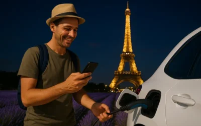tourist charge electric car satisfying in france